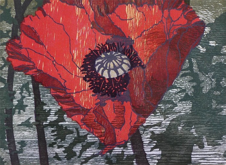 Poppy houtsnede Saskia van Voorn